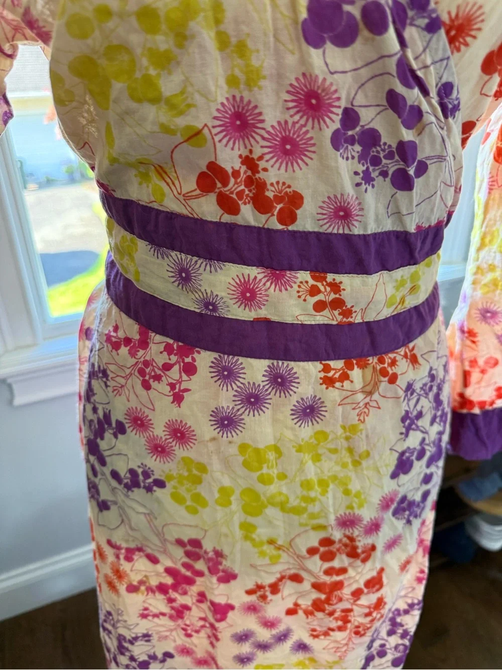 Karma living Vintage Floral Wrap Midi Dress in Purple and Multi-Color Size Mediu